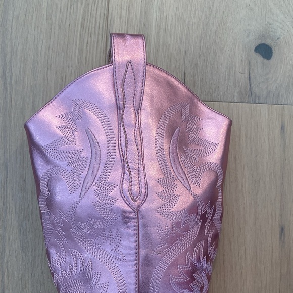 NWOT Women's Pink Metallic Cowboy Mid-Calf Boots - Picture 7 of 13
